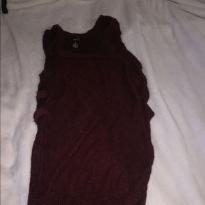 Rue 21 long maroon cut off shirt